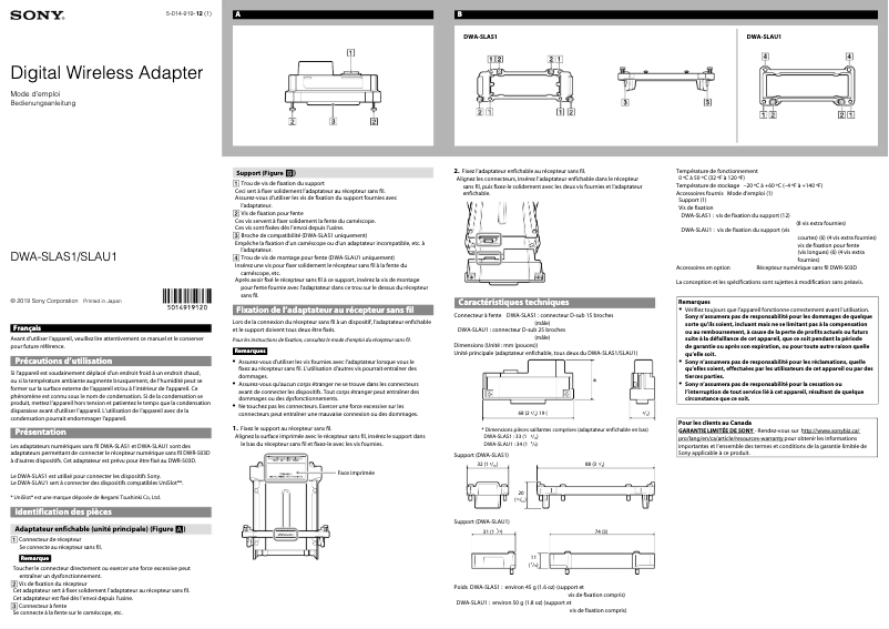 Page n°1 - Manuel utilisateur Sony DWA-SLAU1
