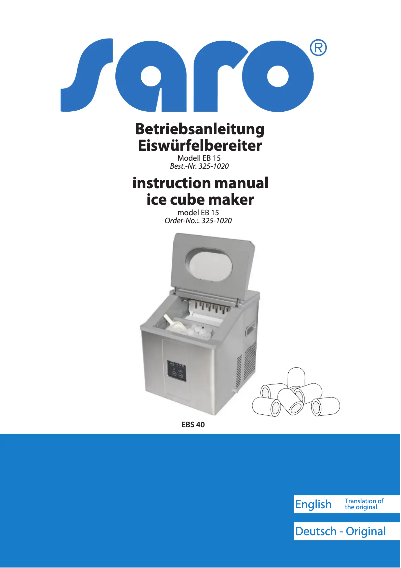 Page n°1 - Manuel utilisateur Saro EB 15