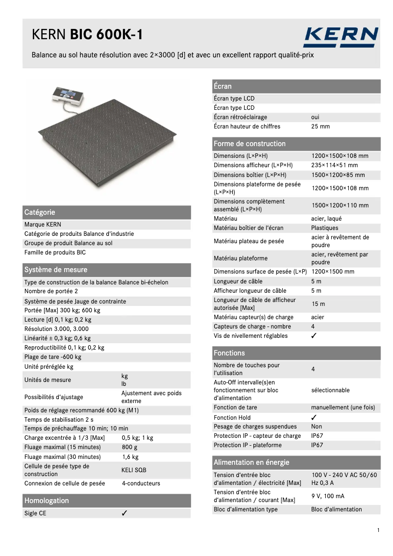 Image de la première page du manuel de l'appareil BIC 600K-1