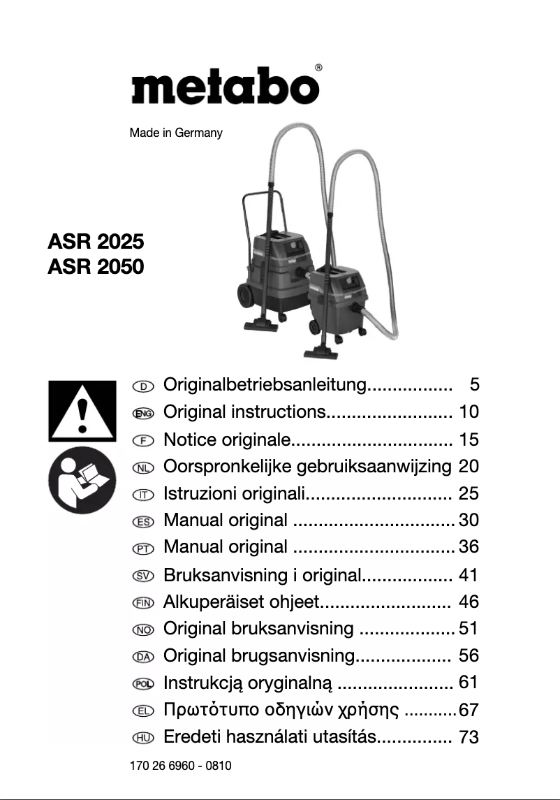 Page 1 de la notice Manuel utilisateur Metabo ASR 2025