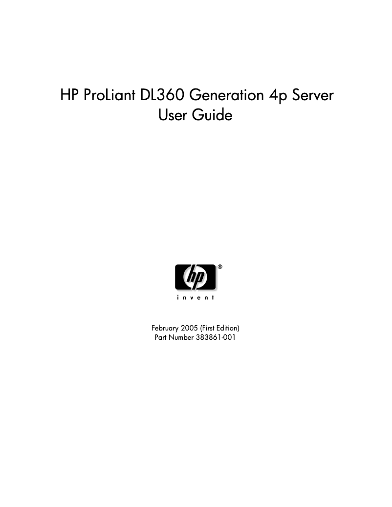 Page 1 de la notice Manuel utilisateur HP ProLiant DL360 G4p