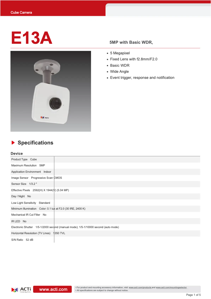 Image de la première page du manuel de l'appareil E13A