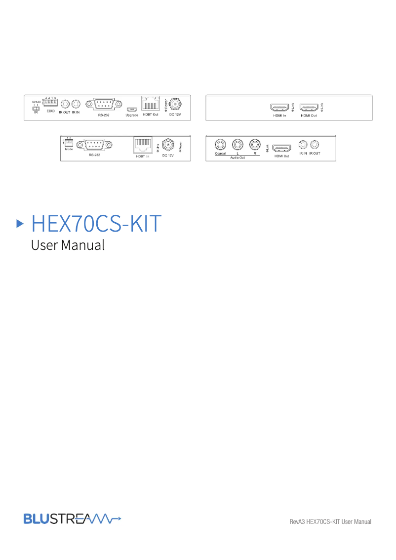 Page n°1 - Manuel utilisateur Blustream HEX70CS-TX
