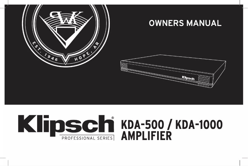 Page n°1 - Manuel utilisateur Klipsch KDA-1000