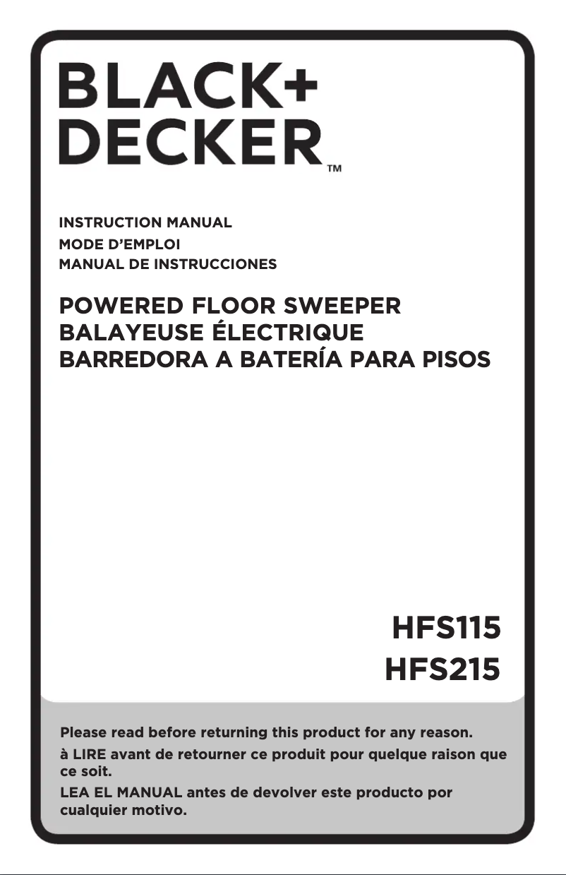 Page 1 de la notice Manuel utilisateur Black & Decker HFS215J26QV
