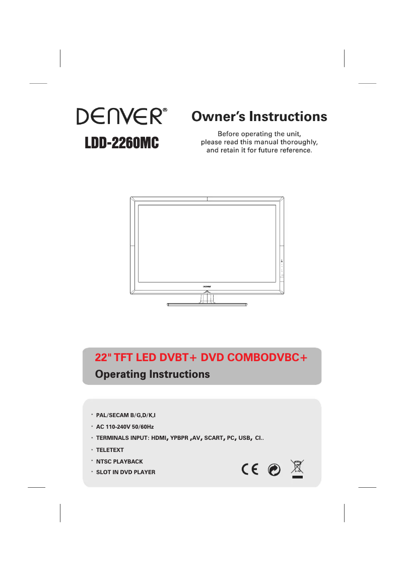 Page 1 de la notice Manuel utilisateur Denver LDD-2260MC