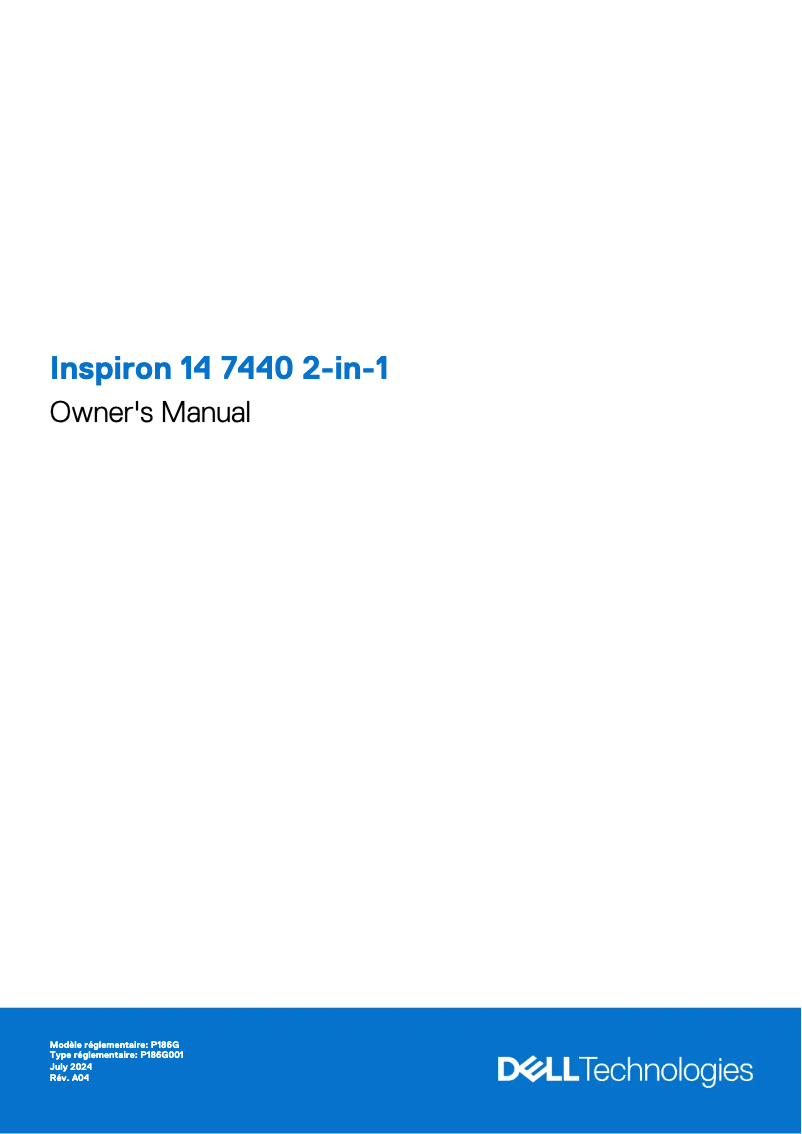 Page 1 de la notice Manuel utilisateur Dell Inspiron 14 7440