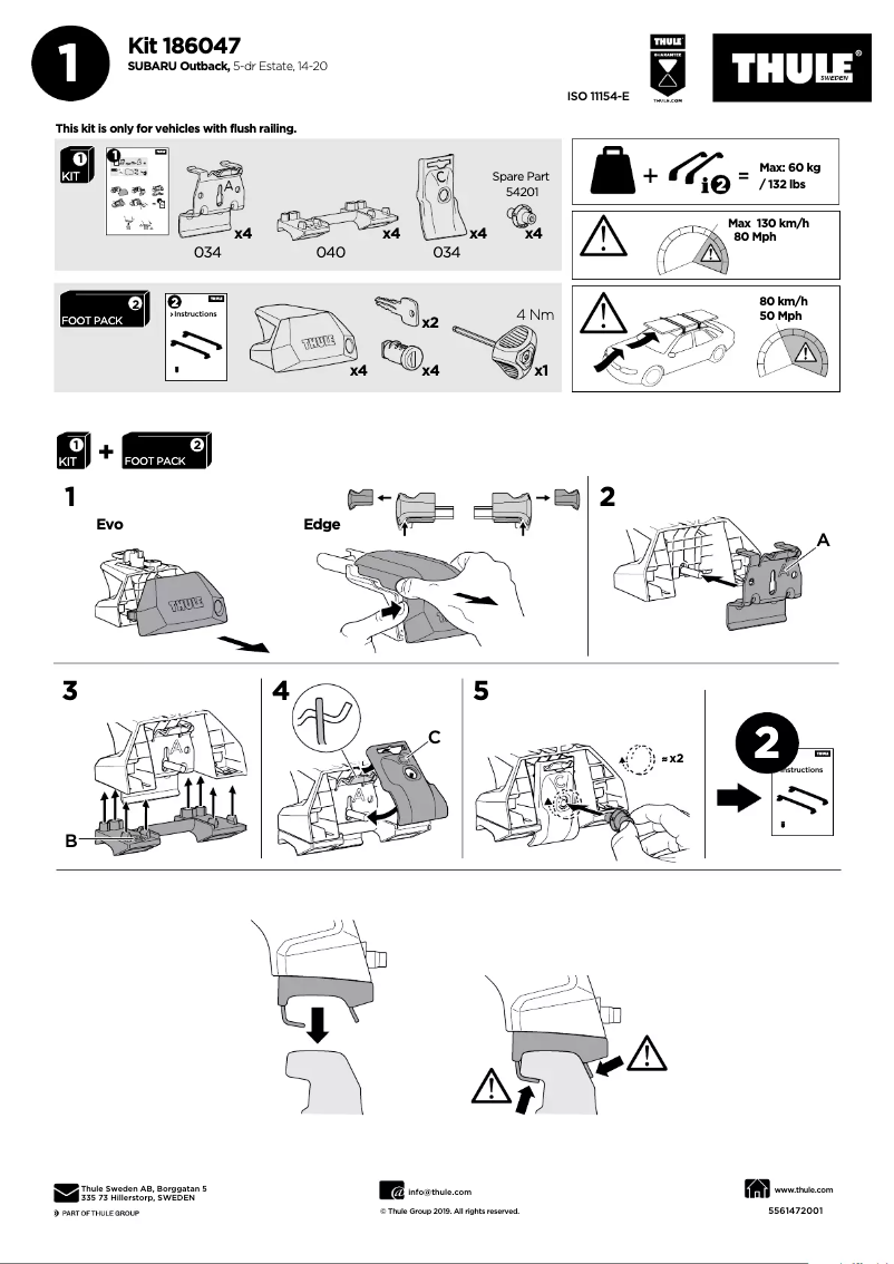 Page 1 de la notice Manuel utilisateur Thule Kit 186047