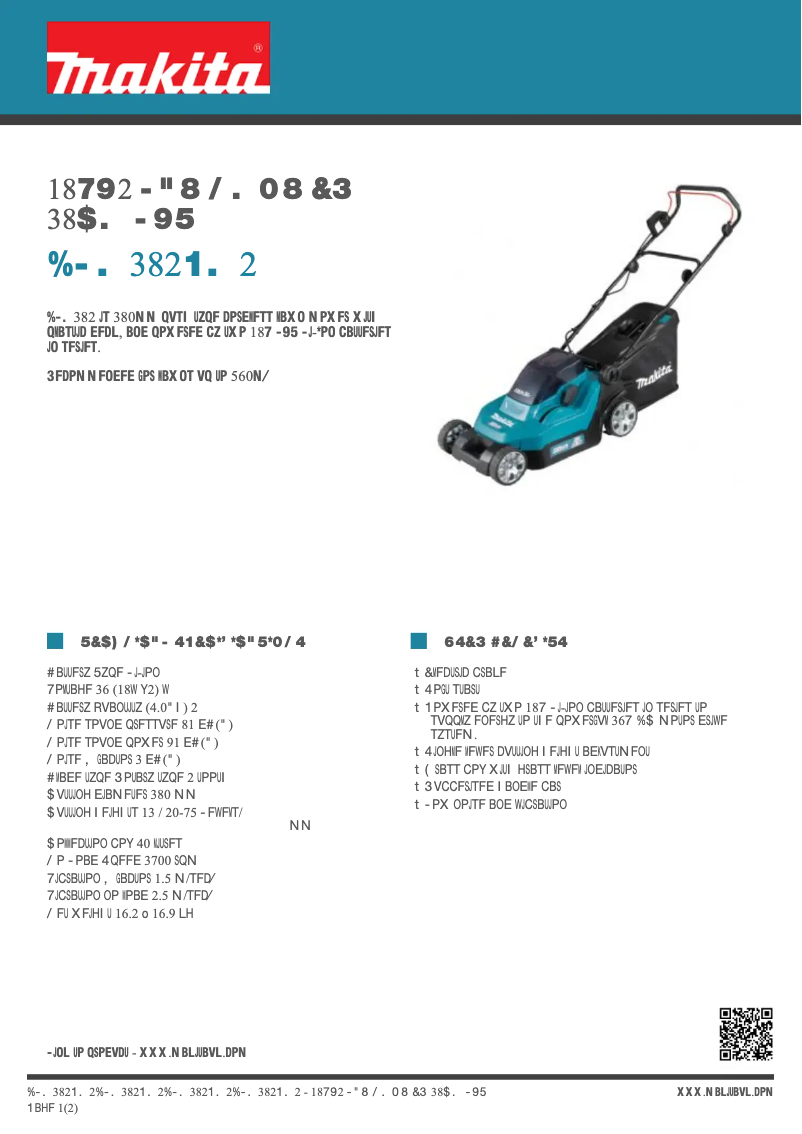 Page 1 de la notice Fiche technique Makita DLM382PM2
