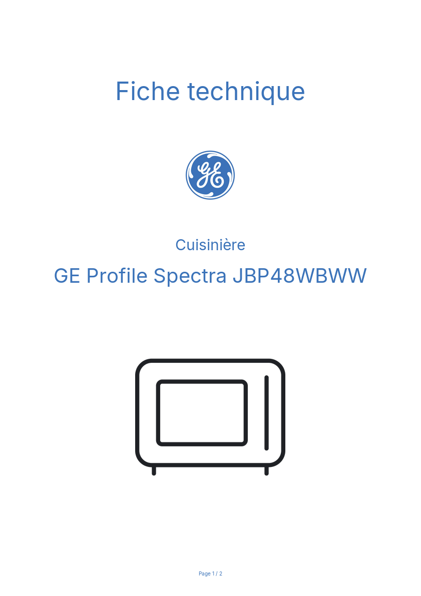 Image de la première page du manuel de l'appareil Profile Spectra JBP48WBWW