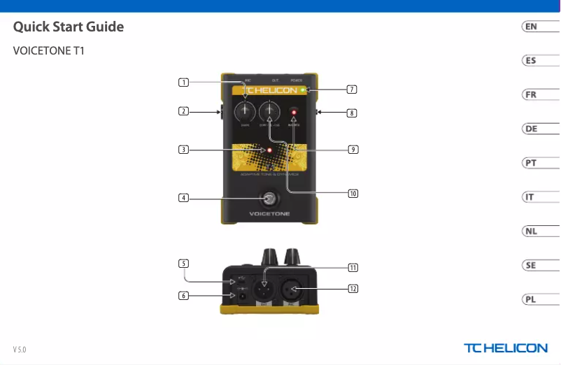Page n°1 - Guide de démarrage rapide TC Helicon VoiceTone T1