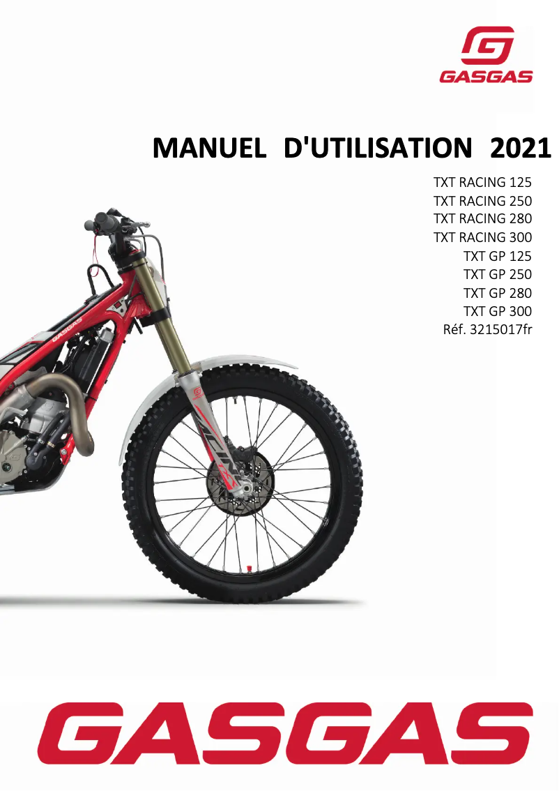 Page 1 de la notice Manuel utilisateur GasGas TXT Racing 300 (2021)