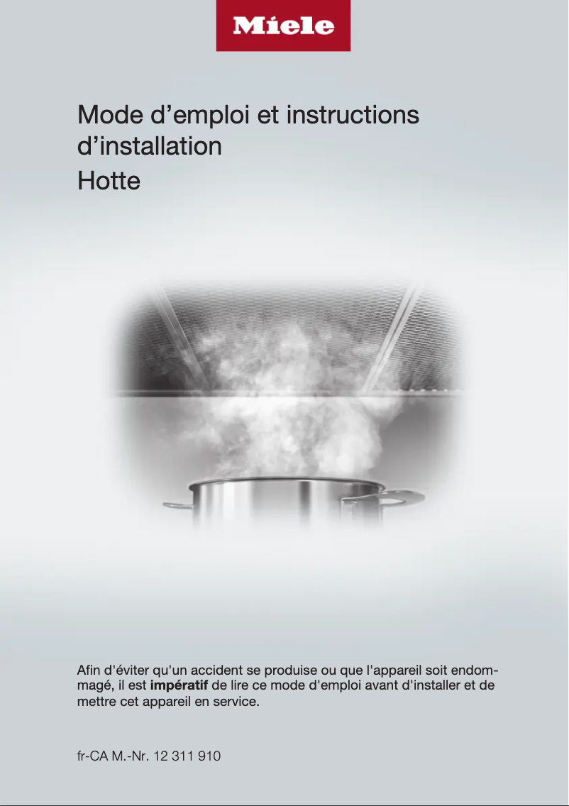 Page n°1 - Manuel utilisateur Miele DAS 4720