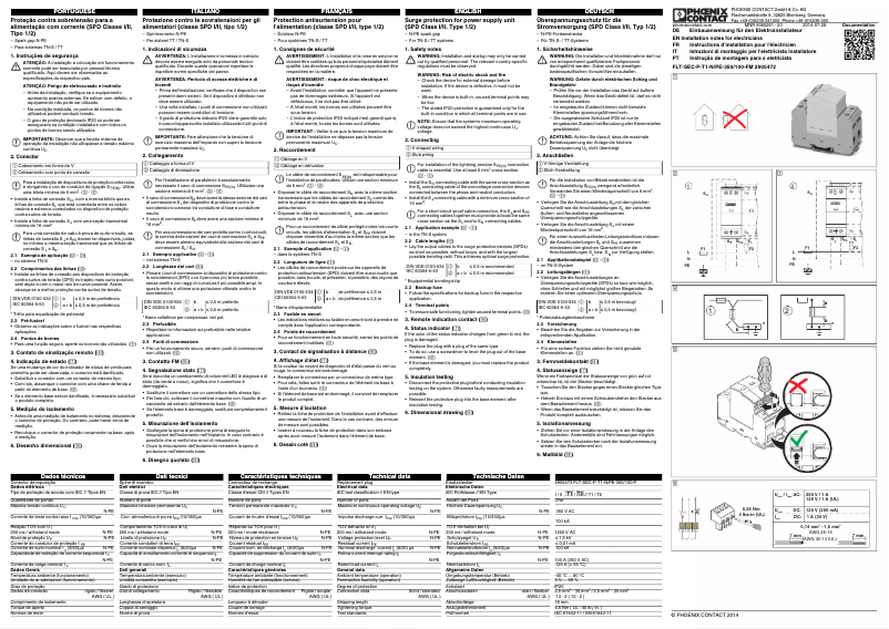 Page 1 de la notice Manuel utilisateur Phoenix Contact FLT-SEC-P-T1-N/PE-350/100-FM