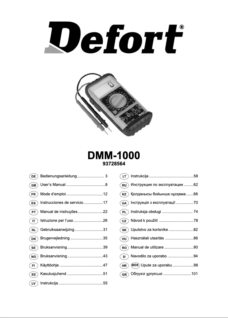Página 1 del manual Manual de usuario Defort DMM-1000N