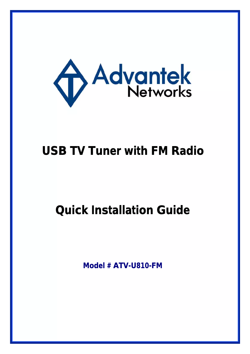Page 1 de la notice Manuel utilisateur Advantek Networks ATV-U810-FM