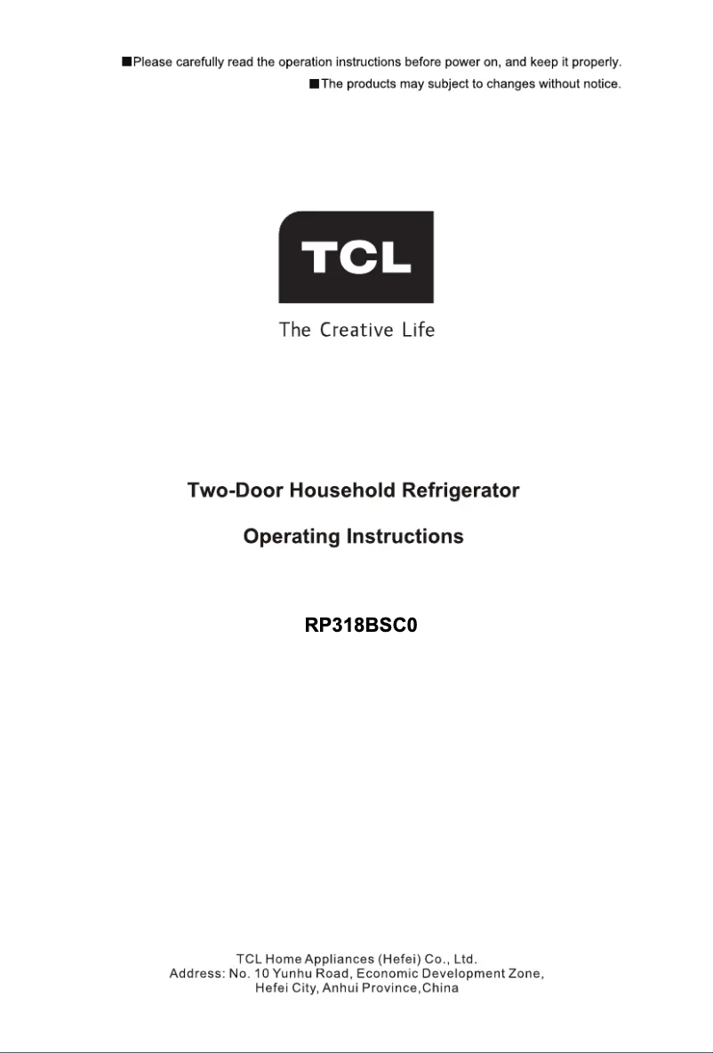 Image de la première page du manuel de l'appareil RP318BSC0