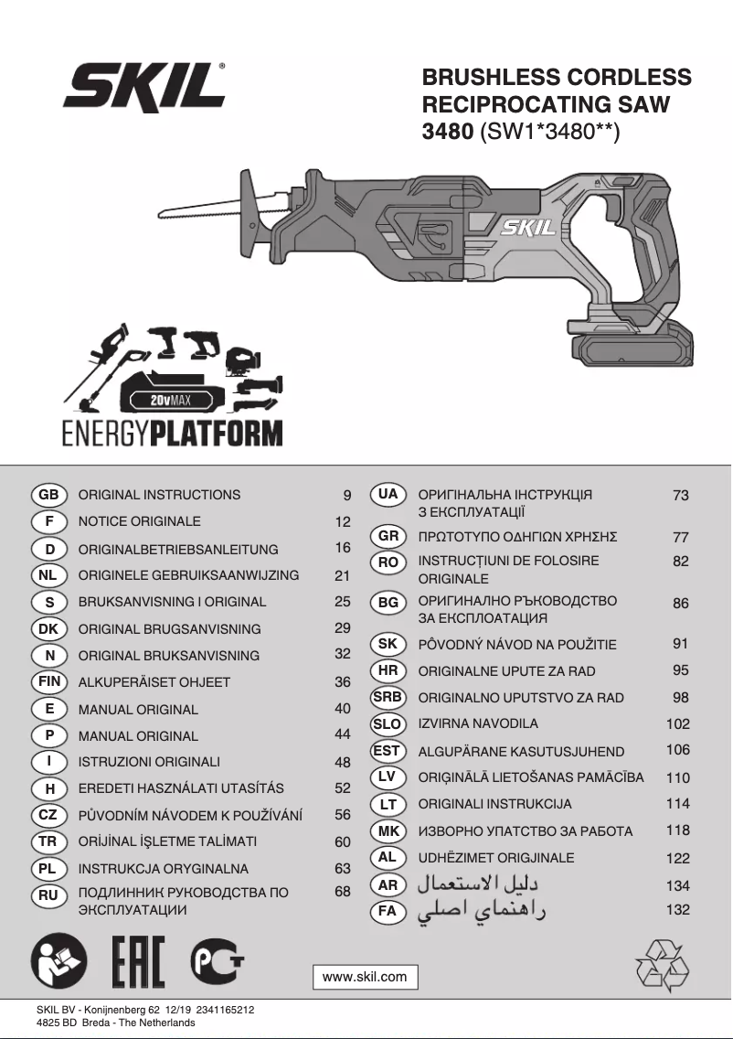 Page 1 de la notice Manuel utilisateur Skil 3480 CA