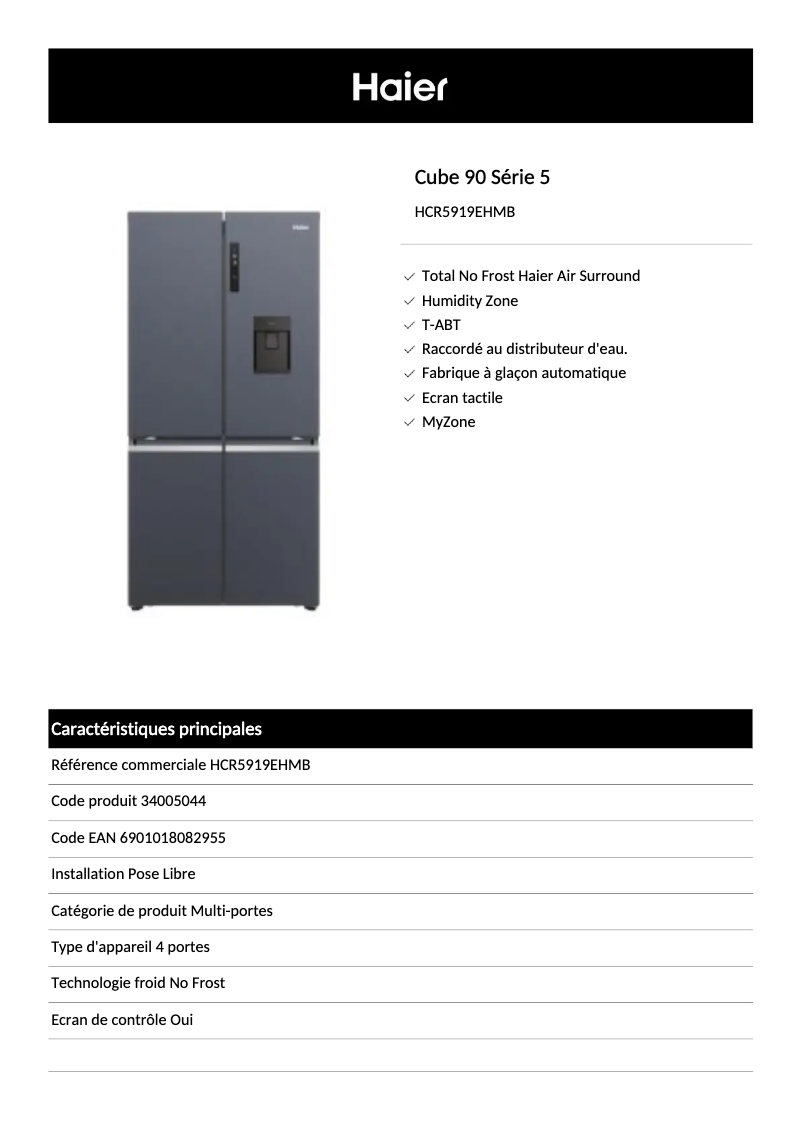 Image de la première page du manuel de l'appareil HCR5919EHMB