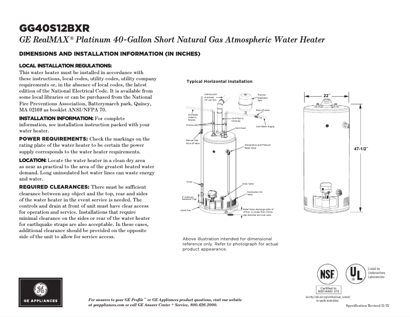 Image de la première page du manuel de l'appareil GG40S12BXR