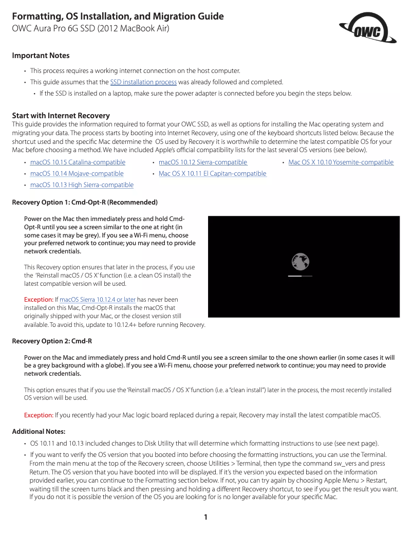 Page n°1 - Manuel utilisateur OWC Aura Pro 6G