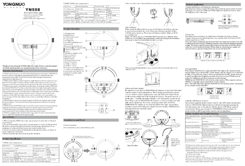 Image de la première page du manuel de l'appareil YN508