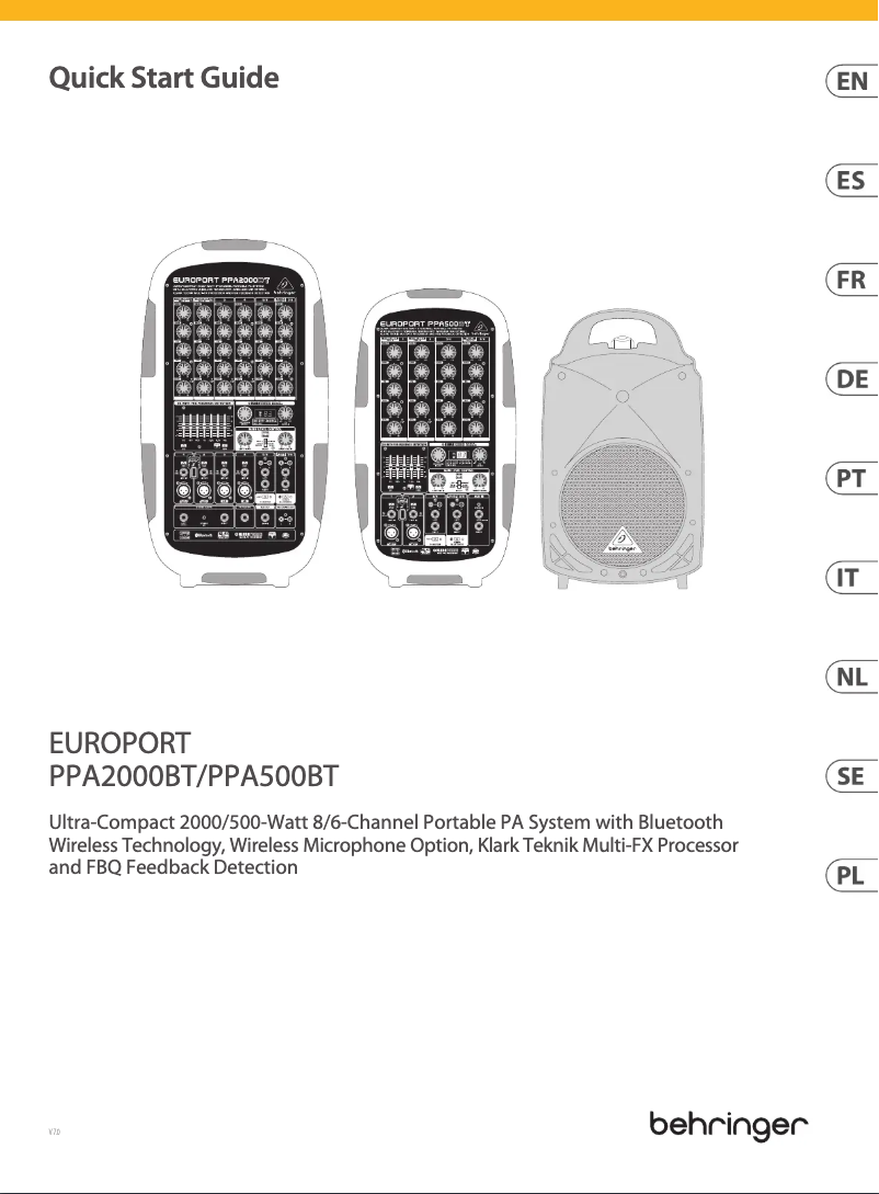 Image de la première page du manuel de l'appareil Europort PPA2000BT
