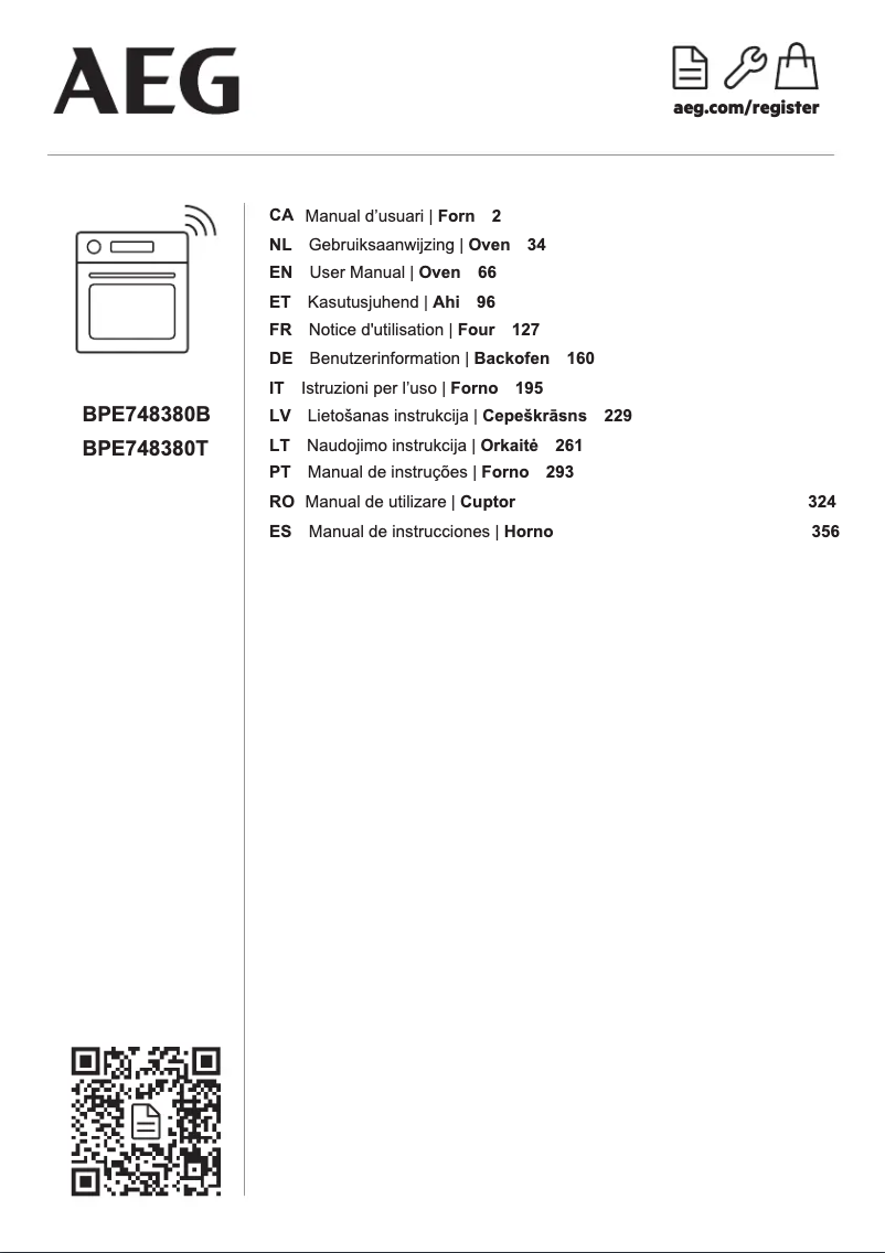 Page 1 de la notice Manuel utilisateur Electrolux BPE748380T