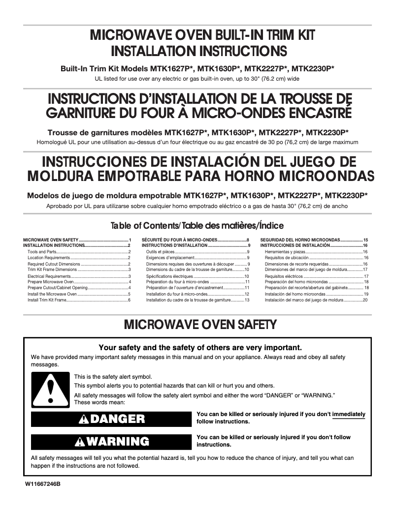 Page n°1 - Guide d'installation KitchenAid KMCS324P