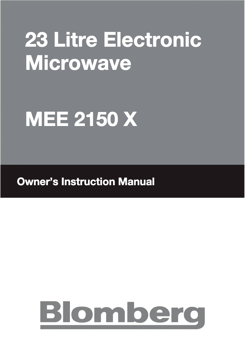 Page n°1 - Manuel utilisateur Blomberg MEE 2150 X