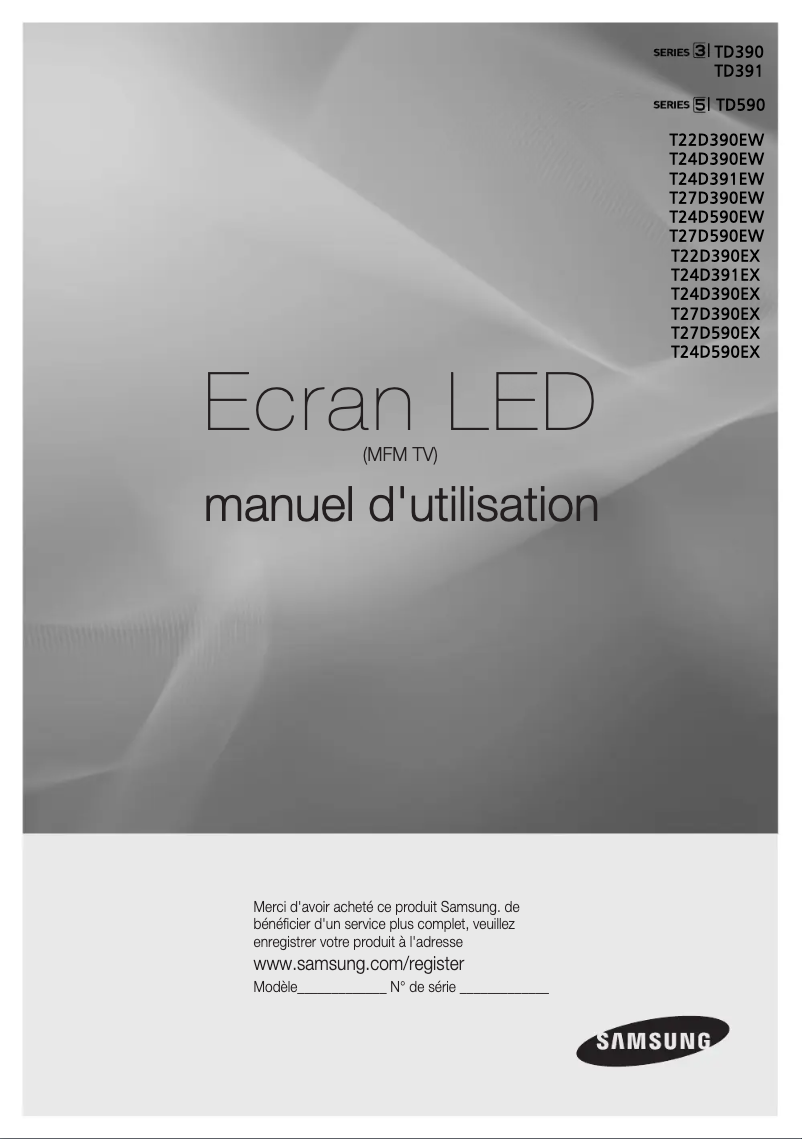 Page 1 de la notice Manuel utilisateur Samsung T22D390EX