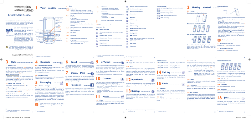 Page 1 de la notice Guide de démarrage rapide Alcatel One Touch 506
