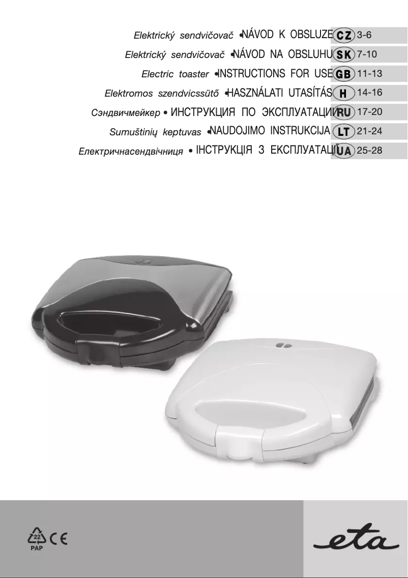 Page 1 de la notice Manuel utilisateur Eta 215190010