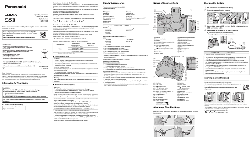Page 1 de la notice Guide de démarrage rapide Panasonic Lumix S5 II