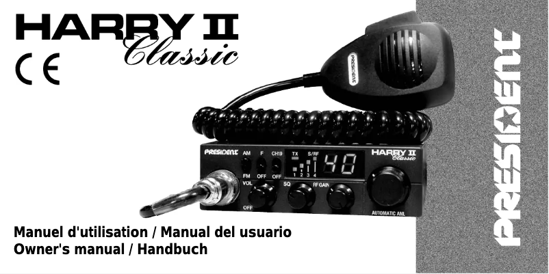 Page 1 de la notice Manuel utilisateur President Harry II Classic