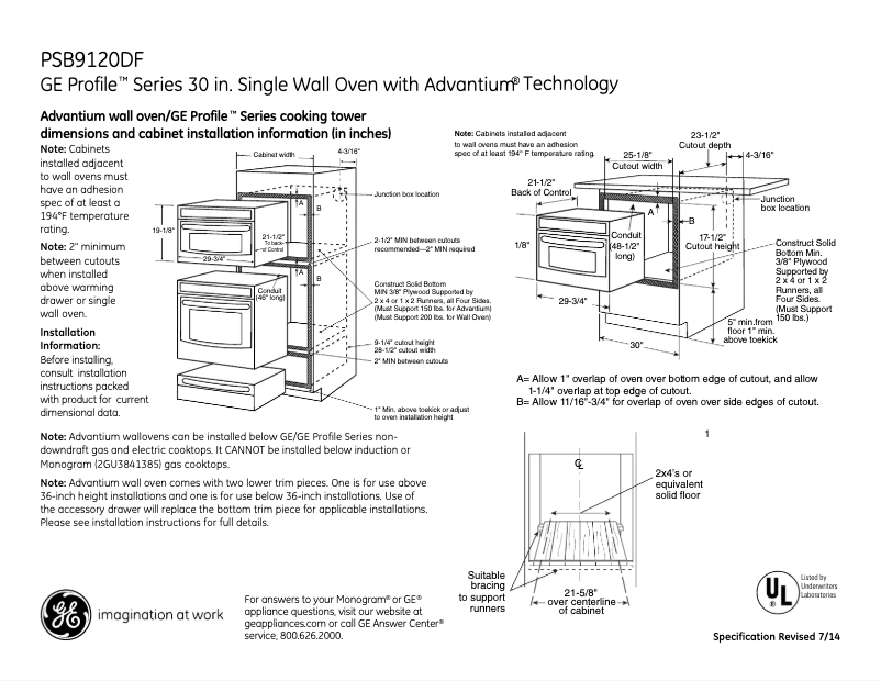 First page image of the manual for Profile PSB9120DFWW