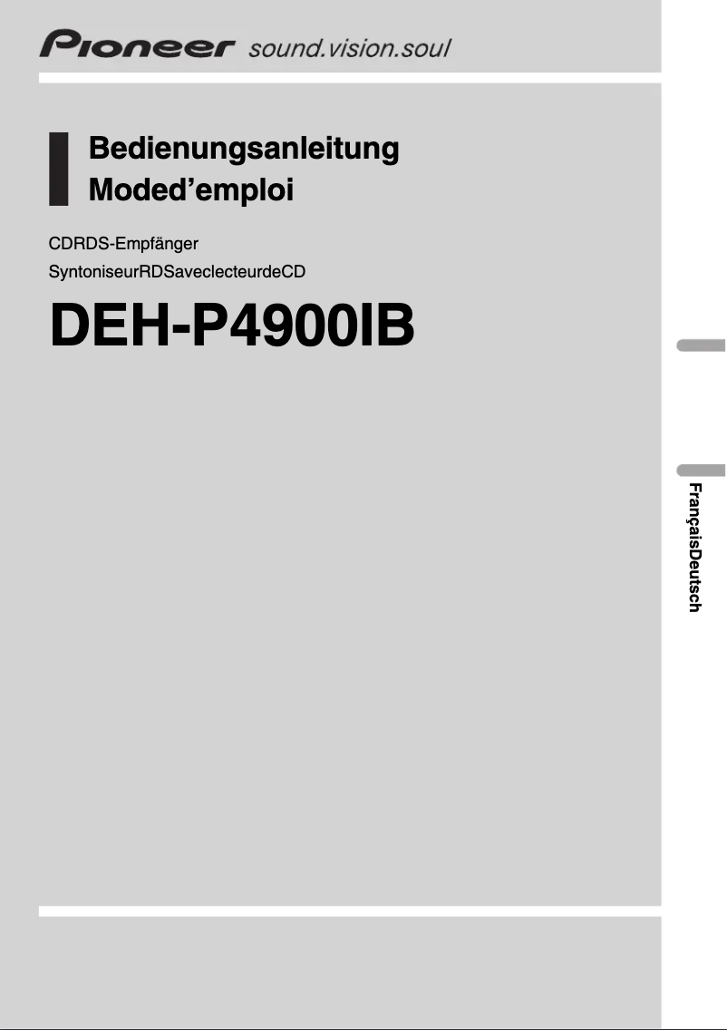 Page n°1 - Manuel utilisateur Pioneer DEH-P4900IB