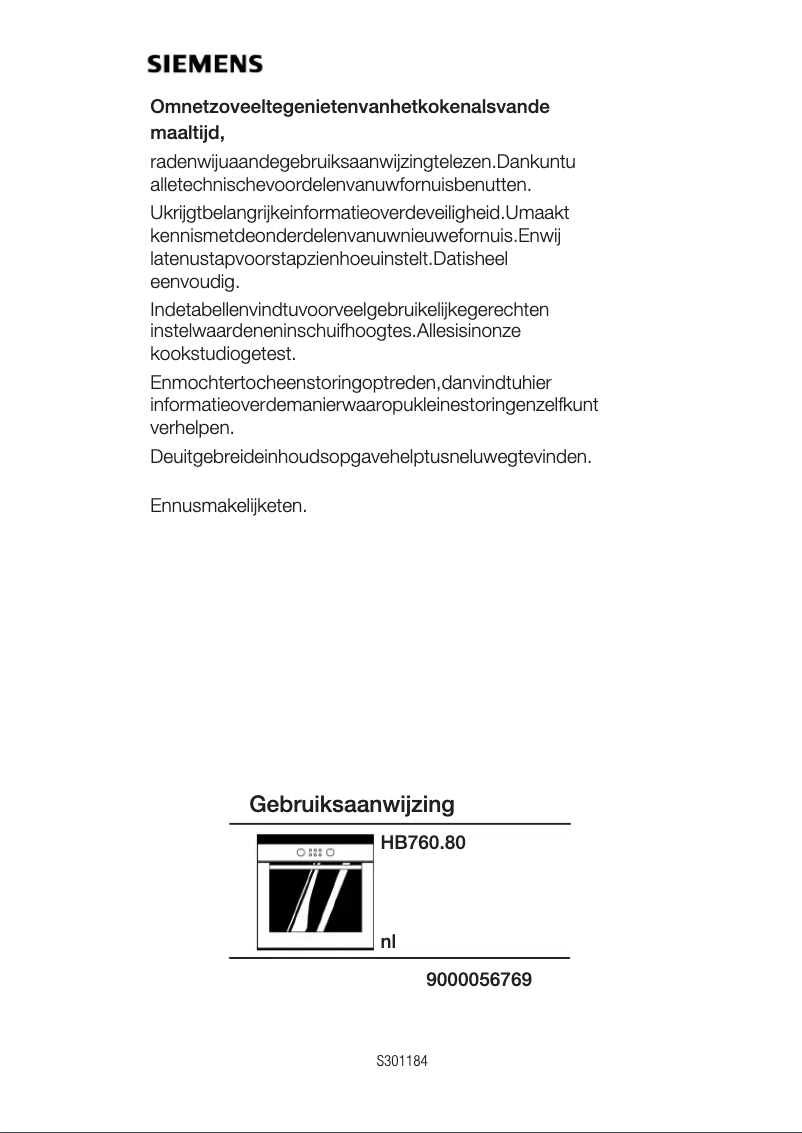 Page 1 de la notice Manuel utilisateur Siemens HB760580