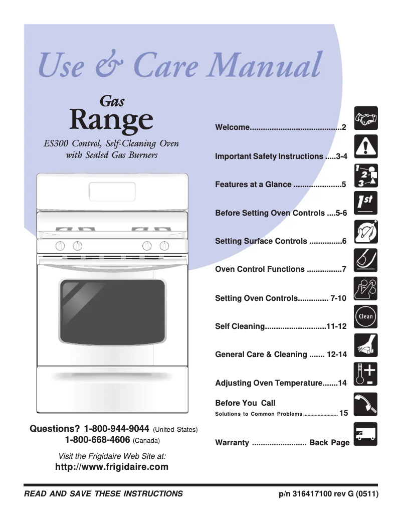 Página 1 del manual Manual de usuario Frigidaire FGF375ES