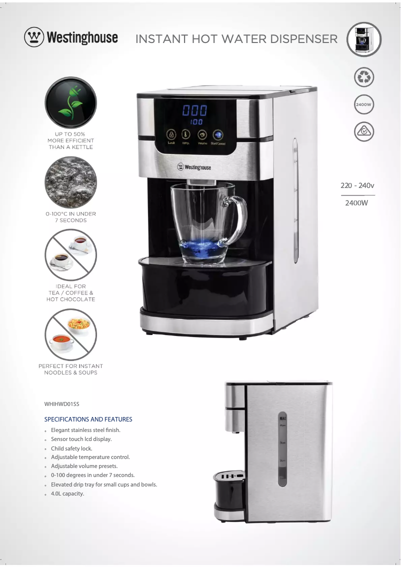 Image de la première page du manuel de l'appareil WHIHWD01SS