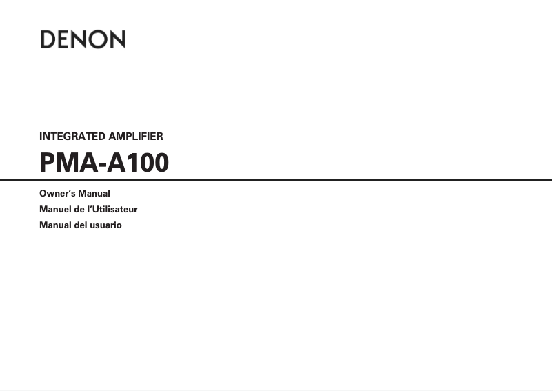 Image de la première page du manuel de l'appareil PMA-A100