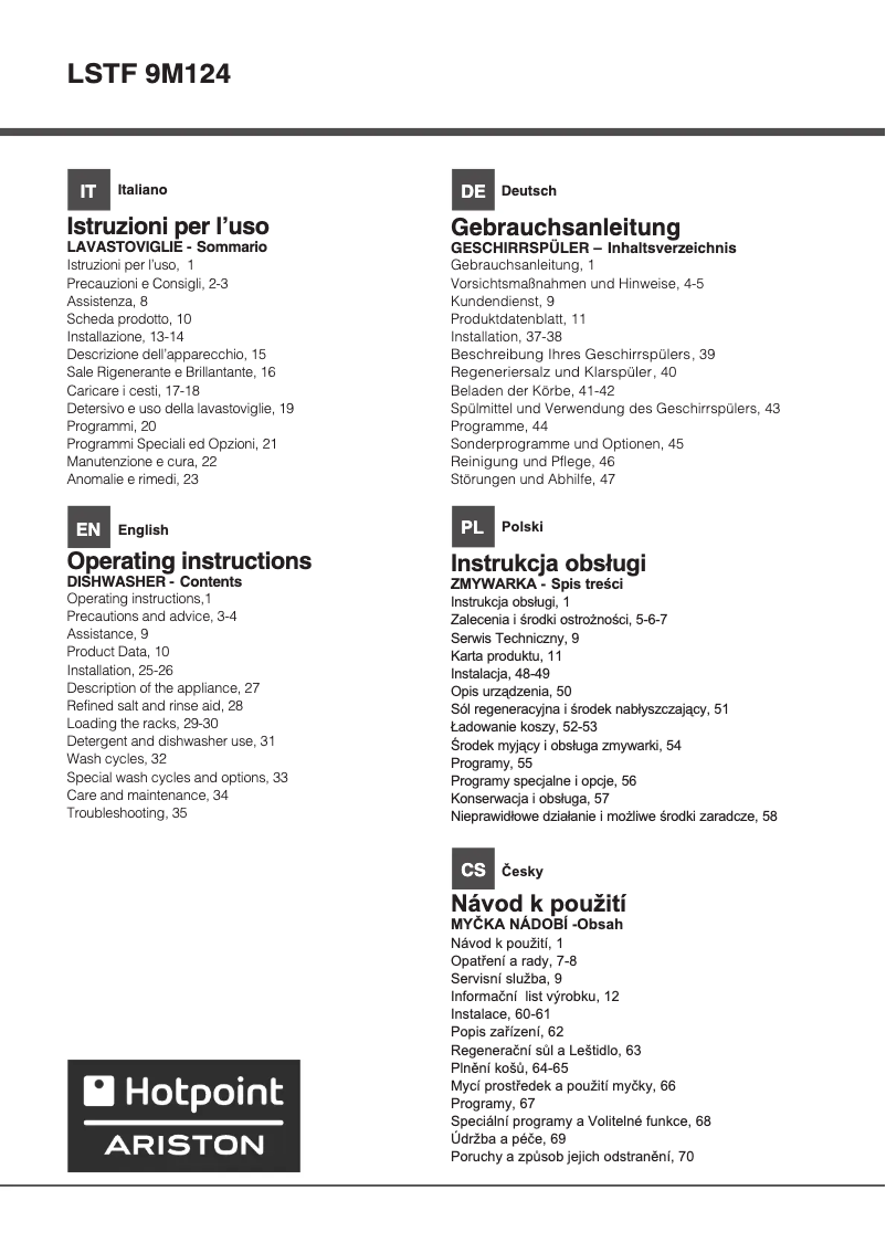 Image de la première page du manuel de l'appareil LSTF 9M124 C EU