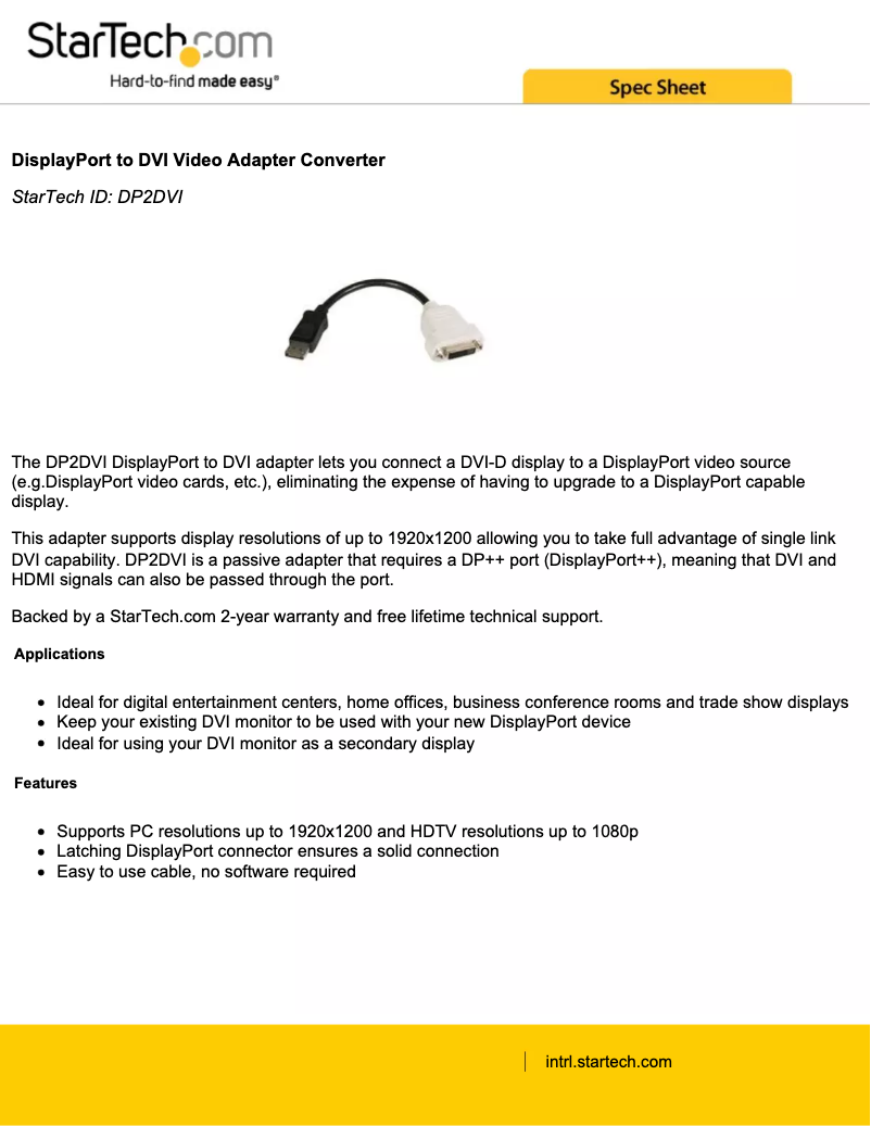 Image de la première page du manuel de l'appareil DP2DVI2