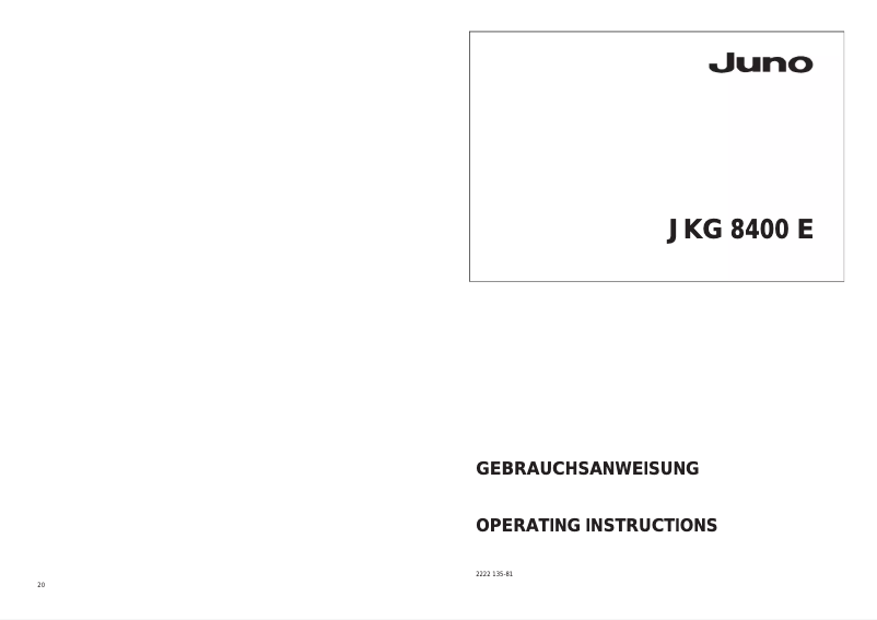 Image de la première page du manuel de l'appareil JKG8400E
