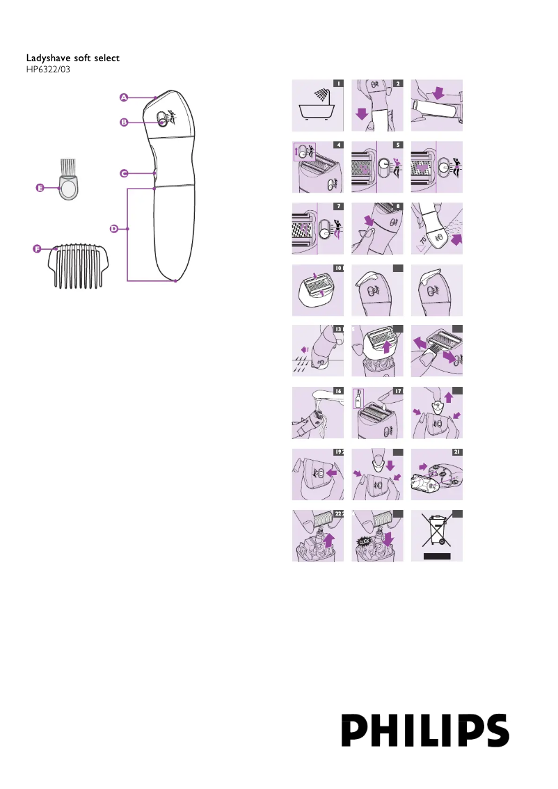 Página 1 del manual Manual de usuario Philips Ladyshave Double Contour HP6322