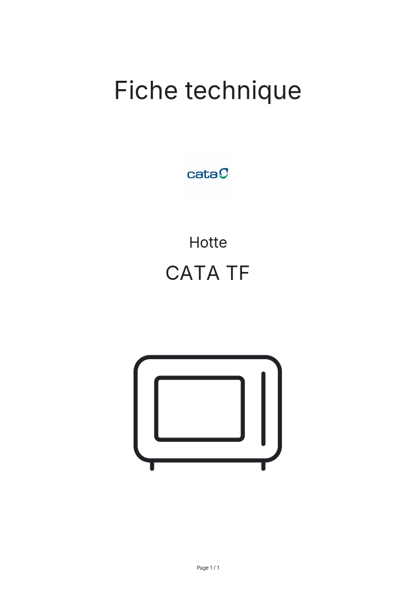Page n°1 - Fiche technique CATA TF