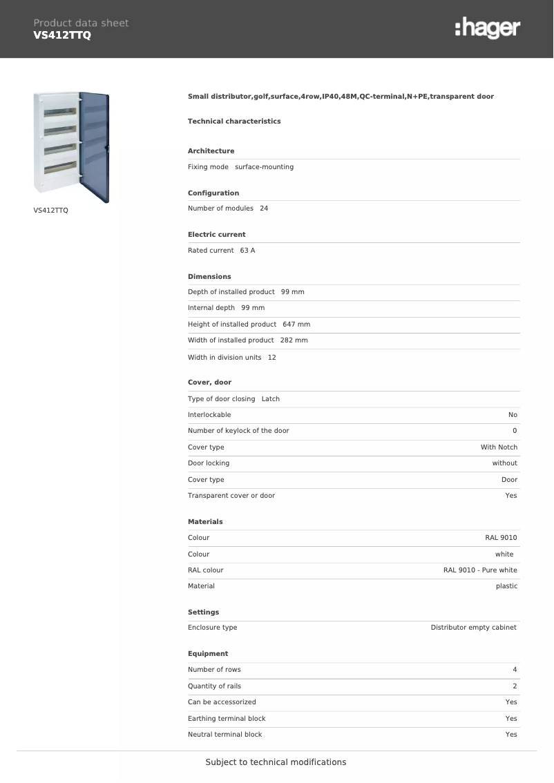 Image de la première page du manuel de l'appareil VS412TTQ