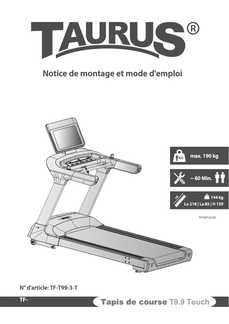 Image de la première page du manuel de l'appareil T9.9 Touch