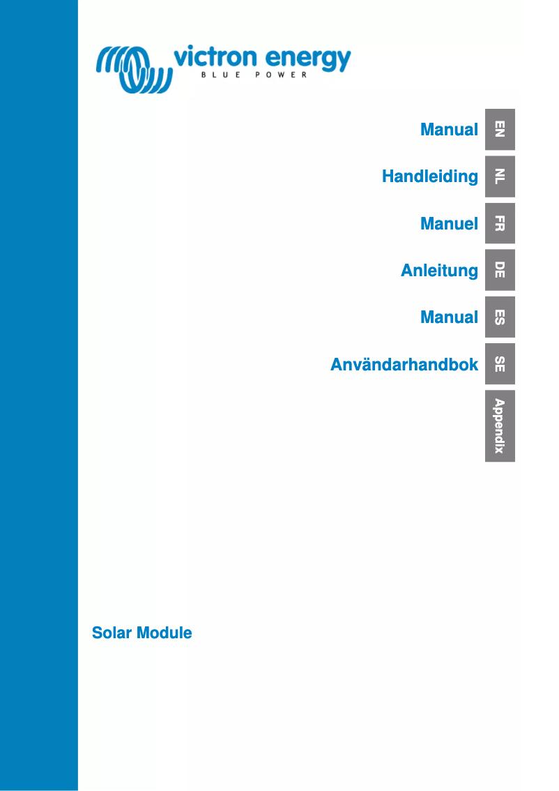 Page 1 de la notice Manuel utilisateur Victron Energy BlueSolar