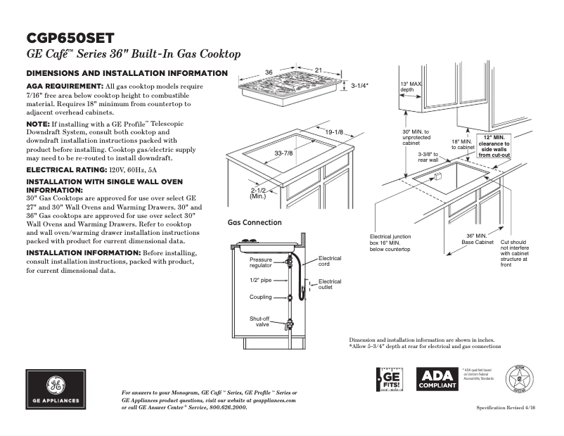Page n°1 - Fiche technique GE Café CGP650SETSS